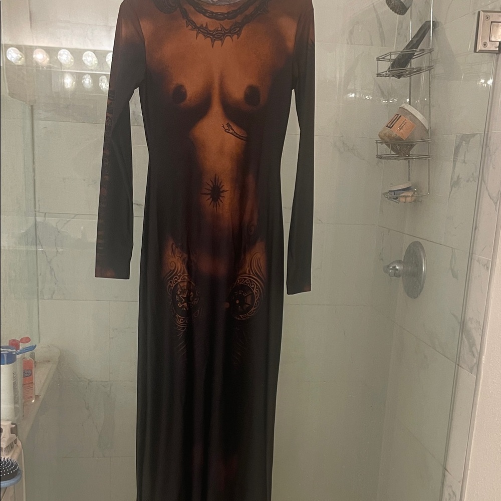 Jean Paul Gaultier Black and Brown Maxi Dress